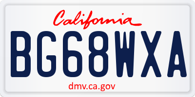 CA license plate BG68WXA