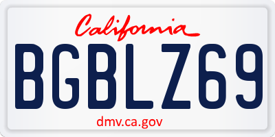 CA license plate BGBLZ69