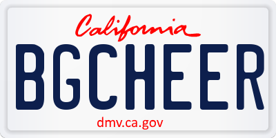 CA license plate BGCHEER