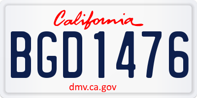 CA license plate BGD1476