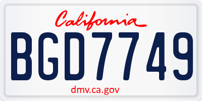 CA license plate BGD7749