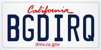 CA license plate BGDIRQ