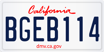 CA license plate BGEB114