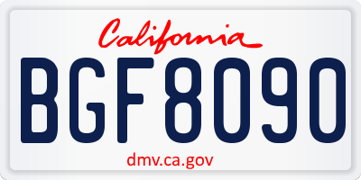 CA license plate BGF8090