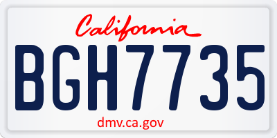 CA license plate BGH7735