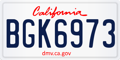 CA license plate BGK6973