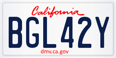 CA license plate BGL42Y