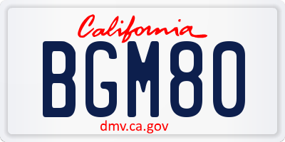 CA license plate BGM80