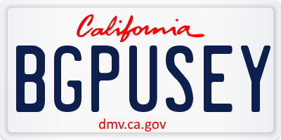 CA license plate BGPUSEY