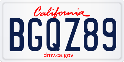 CA license plate BGQZ89