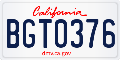 CA license plate BGT0376