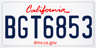 CA license plate BGT6853