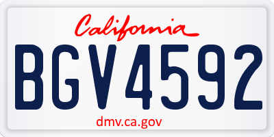 CA license plate BGV4592