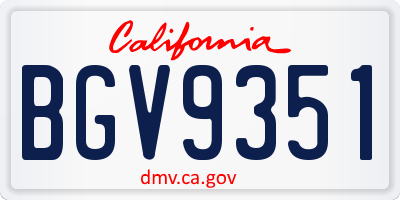 CA license plate BGV9351