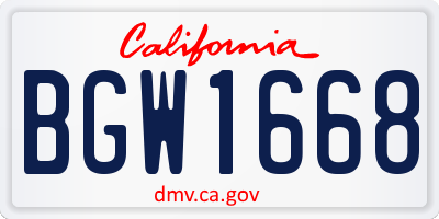 CA license plate BGW1668