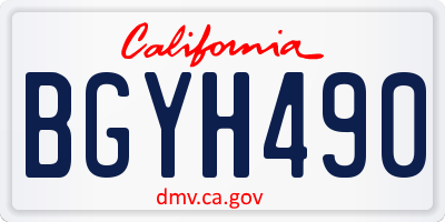 CA license plate BGYH490