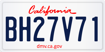 CA license plate BH27V71