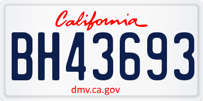 CA license plate BH43693