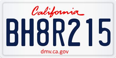 CA license plate BH8R215