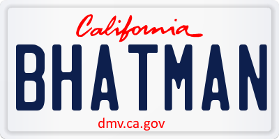 CA license plate BHATMAN