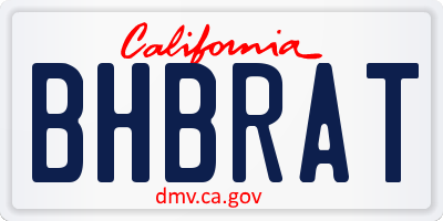 CA license plate BHBRAT