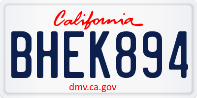 CA license plate BHEK894