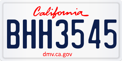 CA license plate BHH3545