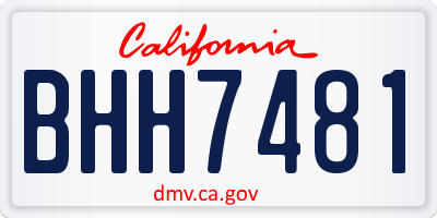 CA license plate BHH7481