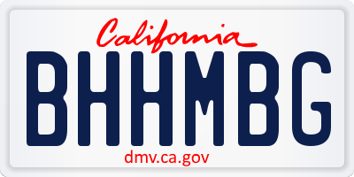 CA license plate BHHMBG