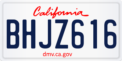 CA license plate BHJZ616