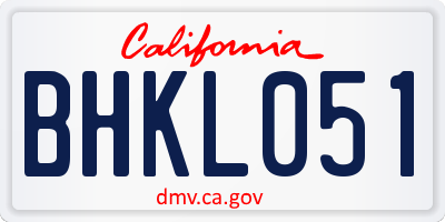 CA license plate BHKL051