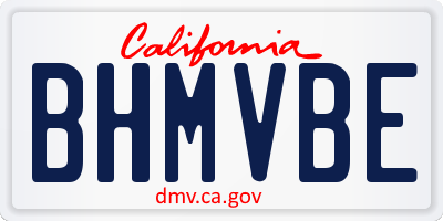 CA license plate BHMVBE