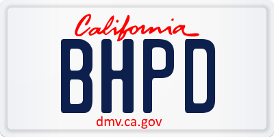 CA license plate BHPD