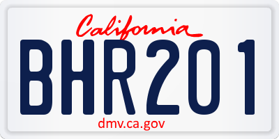 CA license plate BHR201