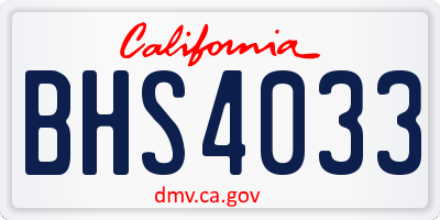 CA license plate BHS4033