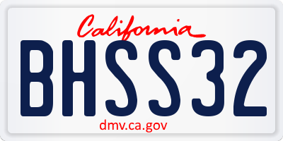 CA license plate BHSS32