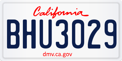 CA license plate BHU3029