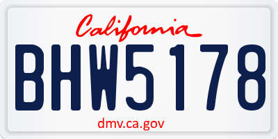 CA license plate BHW5178