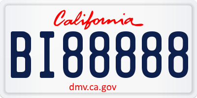 CA license plate BI88888