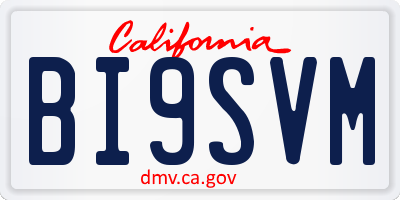 CA license plate BI9SVM