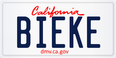 CA license plate BIEKE