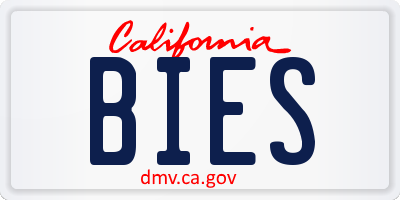 CA license plate BIES