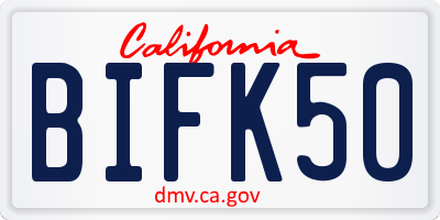 CA license plate BIFK50