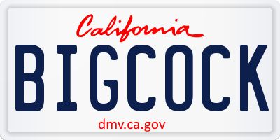 CA license plate BIGCOCK