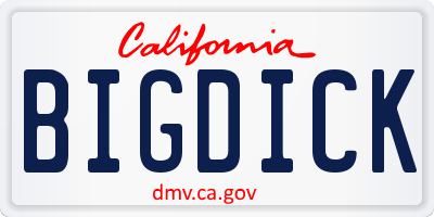 CA license plate BIGDICK