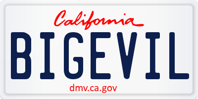 CA license plate BIGEVIL