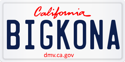 CA license plate BIGKONA