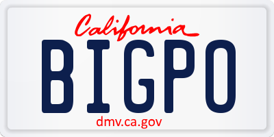 CA license plate BIGPO