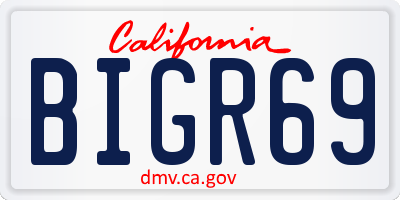 CA license plate BIGR69