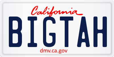 CA license plate BIGTAH